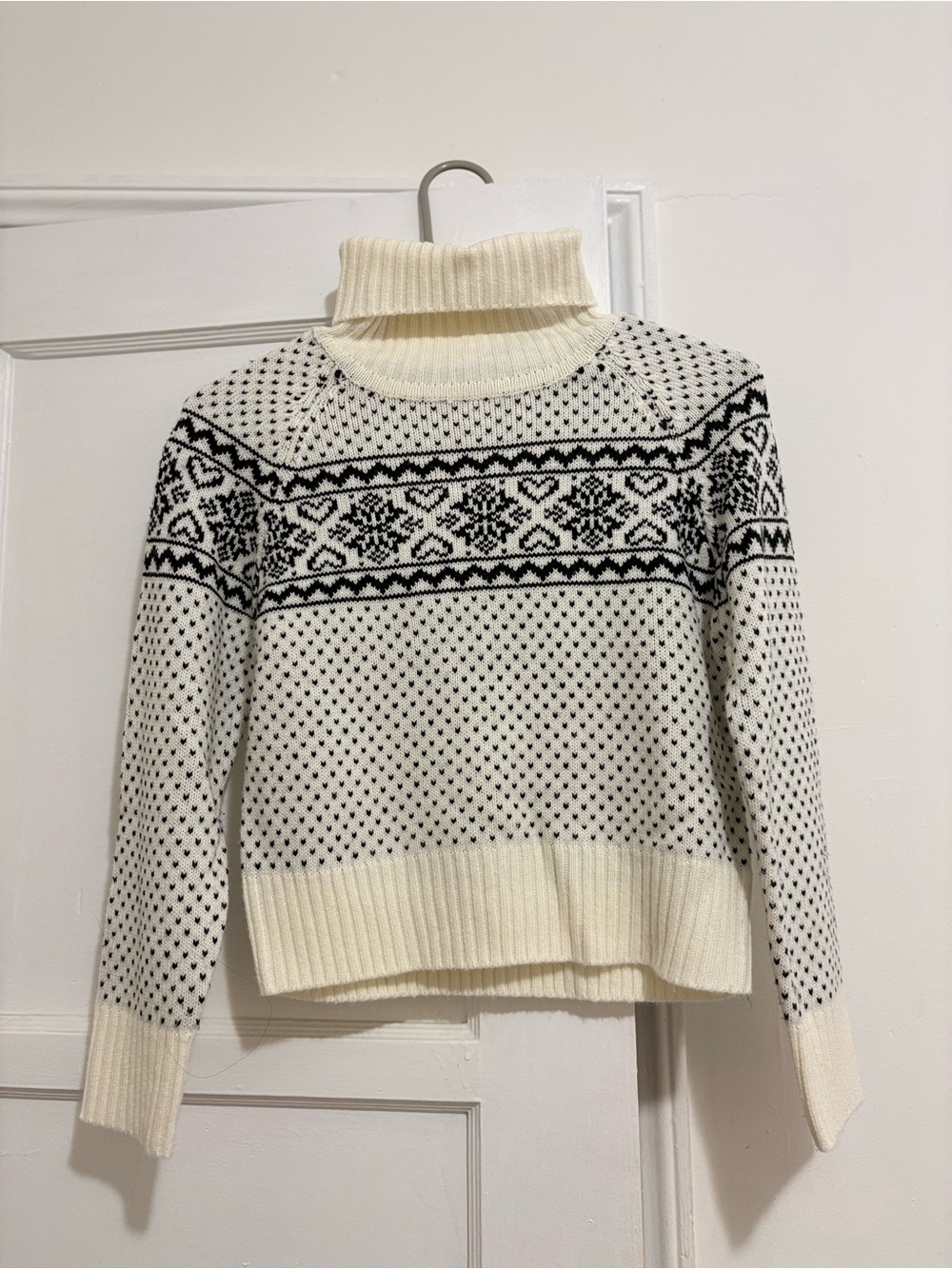Love By Design Cream & Black Fair Isle Turtleneck Sweater